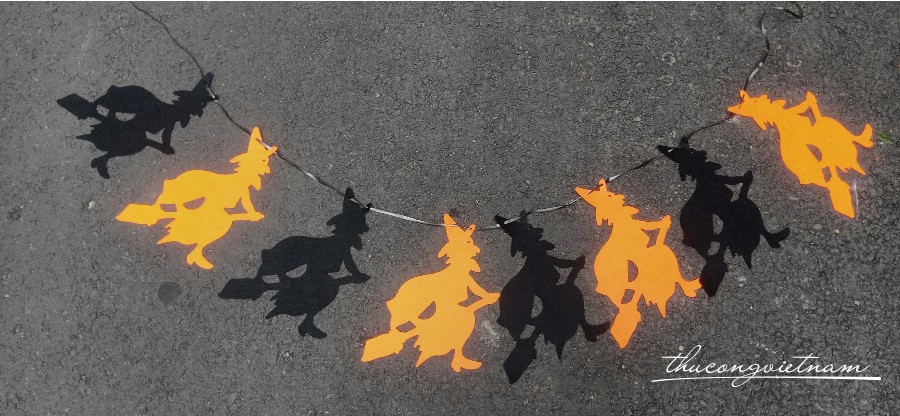 Dây cờ Halloween vải nỉ - Phù thủy